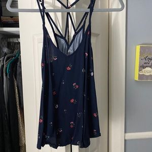 Hollister navy blue floral tank top